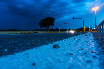 Surface level of road at night