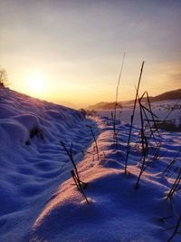 Scenic view of sea at sunset
