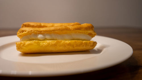 Close-up of dessert in plate on table