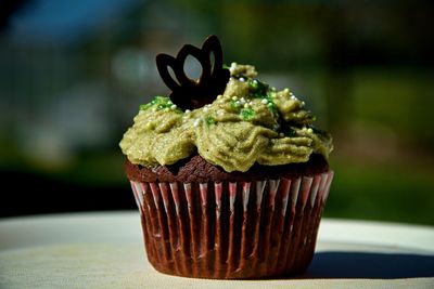 Close-up of cupcakes on table