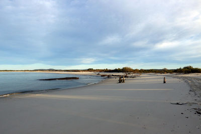 Scenic view of beach against sky