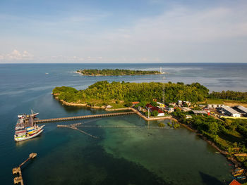 High angle view of sea against sky