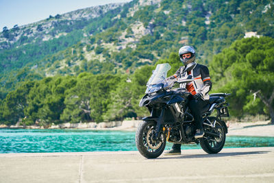 Man riding motorcycle