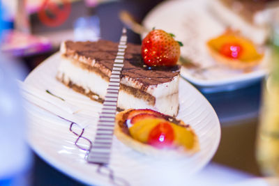 Close-up of pastry in plate