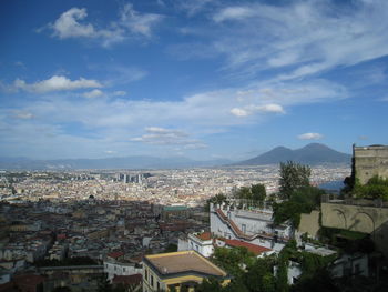 High angle view of townscape against sky