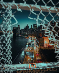 Aerial view of bridge and buildings in city