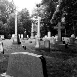Low angle view of cemetery