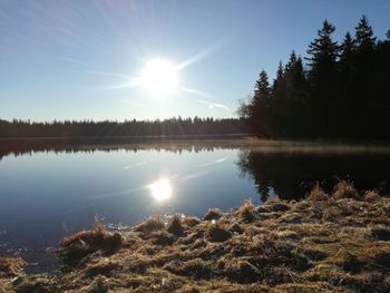 Scenic view of lake against sky