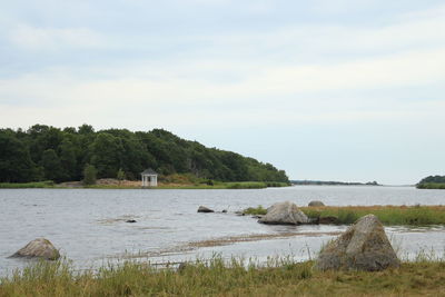 Scenic view of lake against sky