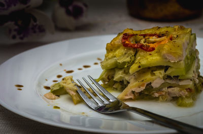 Close-up of food served in plate