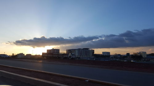 View of cityscape at sunset