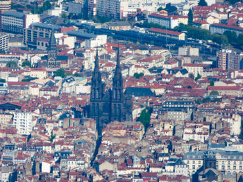 High angle view of buildings in city