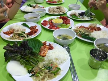 Close-up of food served in plate