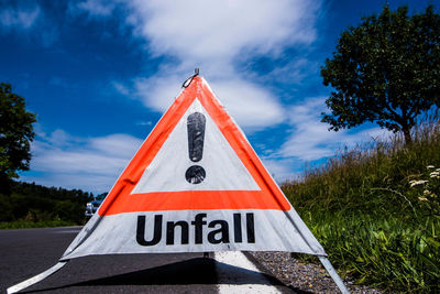 Accident or crash warning sign, vehicle accident in road traffic