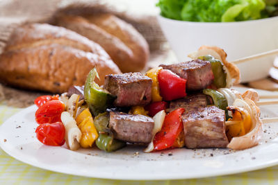 Close-up of food served in plate