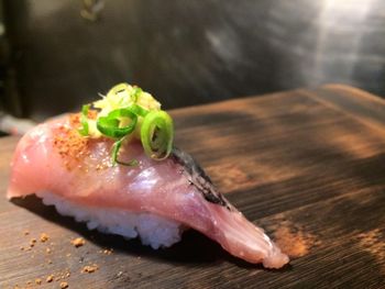 Close-up of crab on table