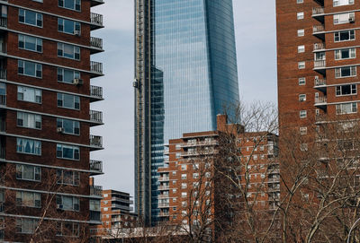 Low angle view of modern buildings in city