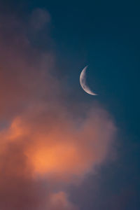 Low angle view of moon in sky at night