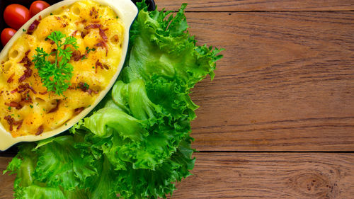 Close-up of vegetables in plate on table