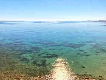 Scenic view of sea against clear sky