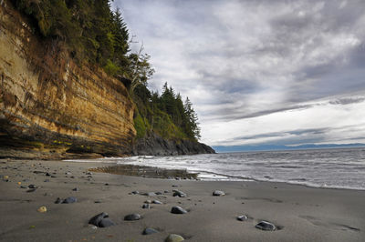 Scenic view of beach against sky