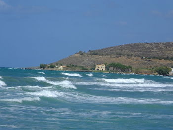 Scenic view of sea against clear sky