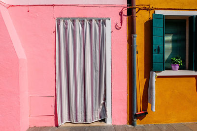 Closed door of building