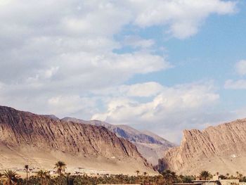 View of mountains against cloudy sky