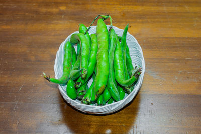 High angle view of vegetables on table