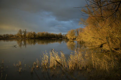 Scenic view of lake against sky