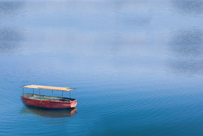 High angle view of boat in sea