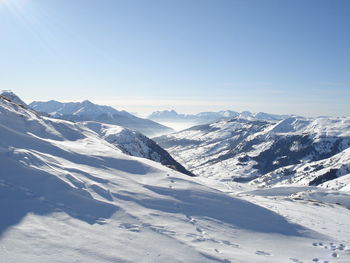 Scenic view of snowcapped mountains