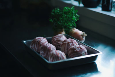 Close-up of food on table