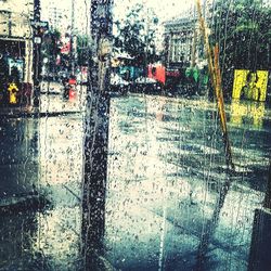 Close-up of water drops on glass