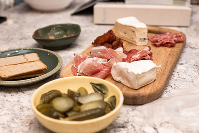 Close-up of food on table