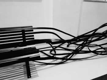 Close-up of empty chairs on table at home