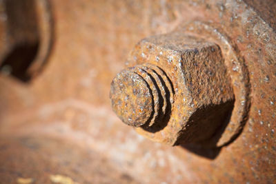 Close-up of rusty nut