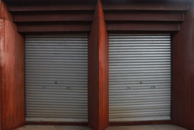 Closed shutter of building