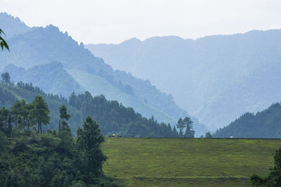 Scenic view of mountains against clear sky