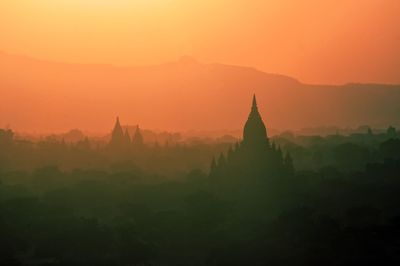 Scenic view of mountains at sunset