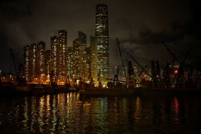 Illuminated city at night