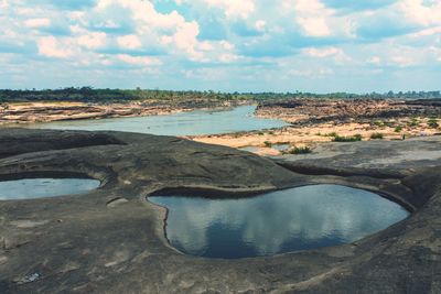 Scenic view of lake against sky