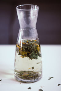 Close-up of drink in glass on table