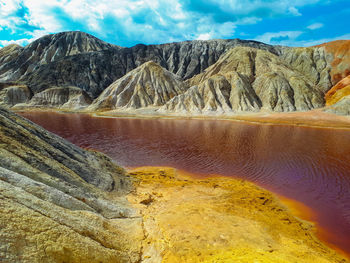 Scenic view of landscape and mountains against sky