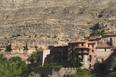 High angle view of buildings in city