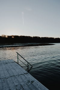 Scenic view of lake against clear sky