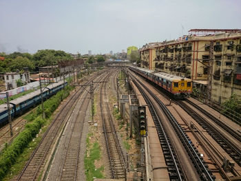 Railway tracks against sky