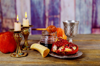 Close-up of drinks on table