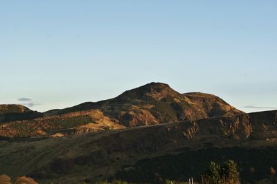 Scenic view of arthur's seat against clear sky