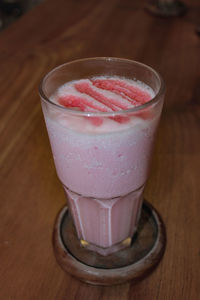 Close-up of drink in glass on table